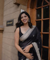 Black Jacquard Silk Saree | Rich Zari Border Saree