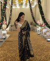 Black Jacquard Silk Saree | Traditional Wedding Wear