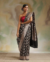 Black Jacquard Silk Saree | Traditional Wedding Wear