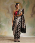 Black Jacquard Silk Saree | Traditional Wedding Wear