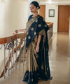 Black Jacquard Silk Saree | Traditional Wedding Wear