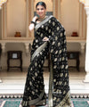 Black Jacquard Silk Saree | Traditional Wedding Wear