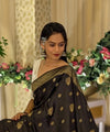Black Jacquard Silk Saree | Traditional Wedding Wear