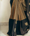 Black Jacquard Silk Saree | Traditional Wedding Wear