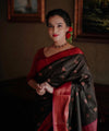 Black Jacquard Silk Saree | Traditional Wedding Wear