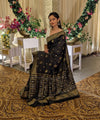 Black Jacquard Silk Saree | Traditional Wedding Wear