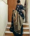 Black Jacquard Silk Saree | Traditional Wedding Wear