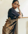 Black Jacquard Silk Saree | Traditional Wedding Wear