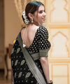 Black Jacquard Silk Saree | Traditional Wedding Wear