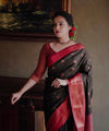 Black Jacquard Silk Saree | Traditional Wedding Wear