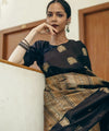 Black Jacquard Silk Saree | Traditional Wedding Wear