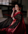 Black Jacquard Silk Saree | Traditional Wedding Wear
