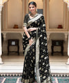 Black Jacquard Silk Saree | Traditional Wedding Wear