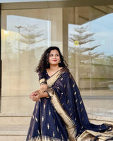 Black Jacquard Silk Saree | Wedding & Festive Wear