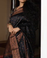 Black Jacquard Silk Saree | Wedding & Festive Wear