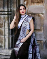 Black Jacquard Silk Saree | Wedding & Reception Wear