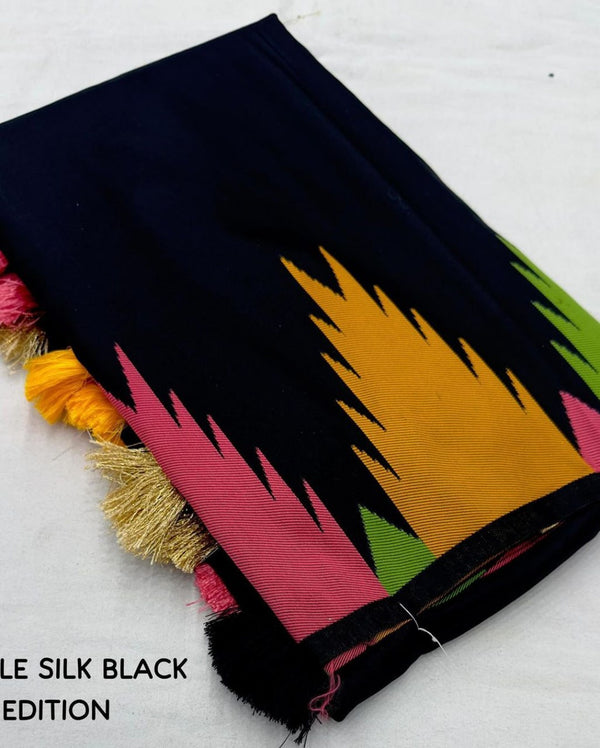 Black Jacquard Silk Saree | Wedding & Reception Wear