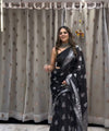 Black Jacquard Silk Saree | Wedding & Reception Wear