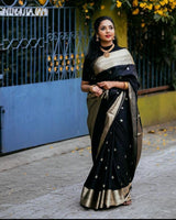 Black Kanjivaram Silk Saree | Ethnic Wear for Women