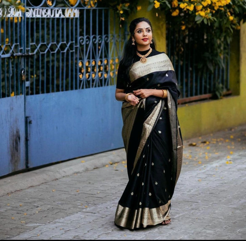 Black Kanjivaram Silk Saree | Ethnic Wear for Women