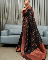Black Kanjivaram Silk Saree | Ethnic Wear for Women