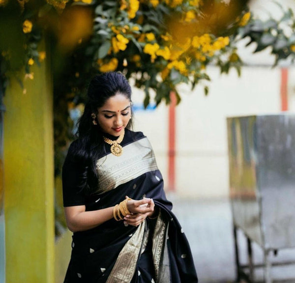 Black Kanjivaram Silk Saree | Ethnic Wear for Women