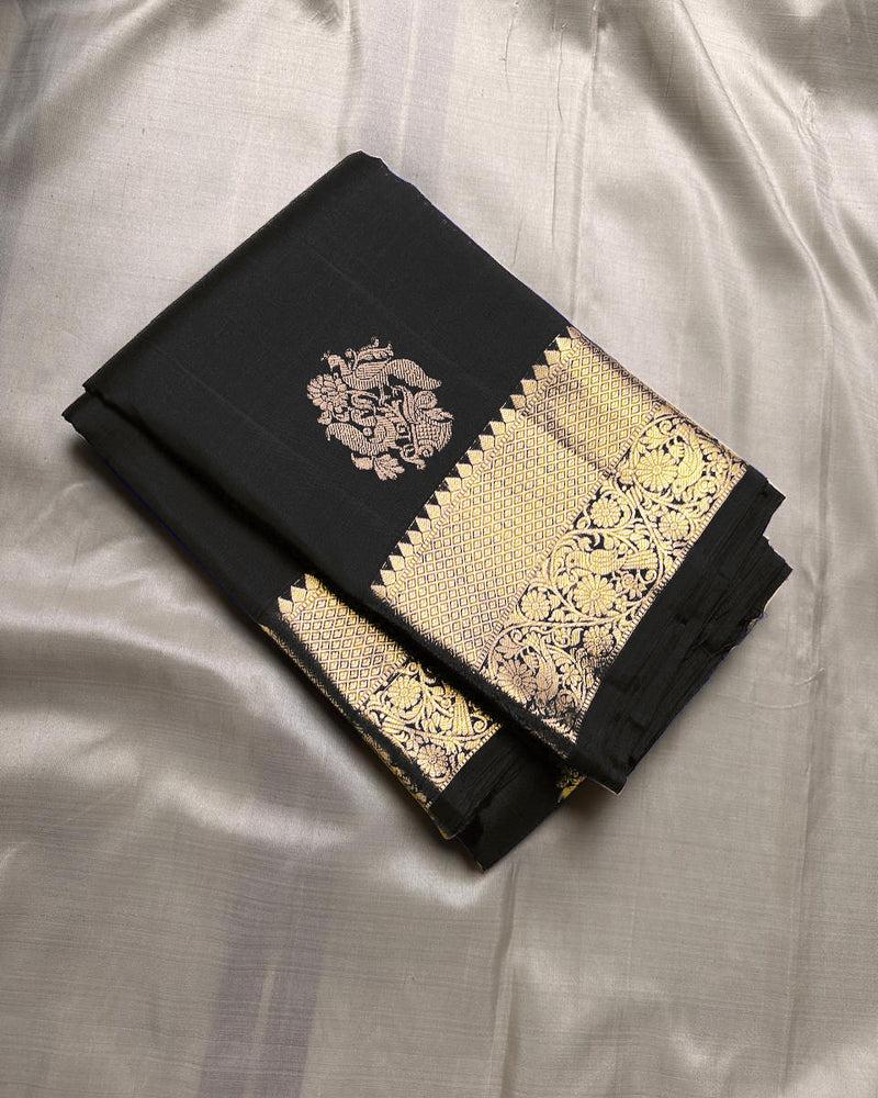 Black Kanjivaram Silk Saree | Festive & Party Wear