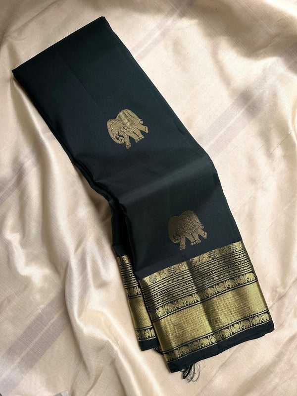 Black Kanjivaram Silk Saree | Festive & Party Wear