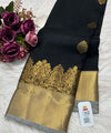 Black Kanjivaram Silk Saree | Traditional Zari Weave