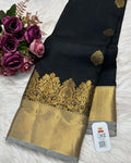 Black Kanjivaram Silk Saree | Traditional Zari Weave