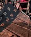 Black Kanjivaram Silk Saree | Traditional Zari Weave