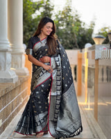 Black Kanjivaram Silk Saree | Wedding & Reception Wear