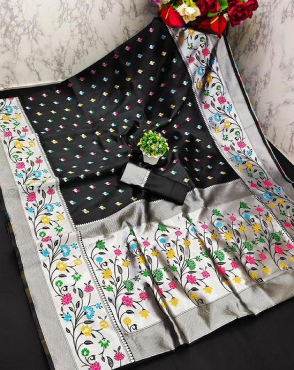 Black Paithani Silk Saree | Traditional Wedding Wear