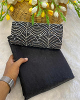Black Satin Bollywood Saree with Moti Work Designer Blouse | RD DIVISHA