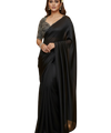 Black Satin Bollywood Saree with Moti Work Designer Blouse | RD DIVISHA