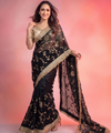Black Space Satin Sequin Bits Work Saree for Party Wear | RD RAADO