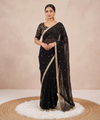 Black Space Satin Sequin Saree with Mirror Lace Border | RD SANVI