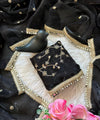 Black Space Satin Sequin Saree with Mirror Lace Border | RD SANVI