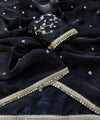 Black Space Satin Sequin Saree with Mirror Lace Border | RD SANVI