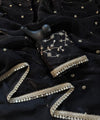 Black Space Satin Sequin Saree with Mirror Lace Border | RD SANVI