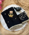 Black Space Satin Sequin Saree with Mirror Lace Border | RD SANVI