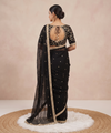 Black Space Satin Sequin Saree with Mirror Lace Border | RD SANVI