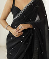 Black Space Silk Sequin Embroidery Saree for Party Wear | RD KAVYA