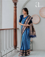 Blue Banarasi Silk Saree | Bridal & Festive Wear