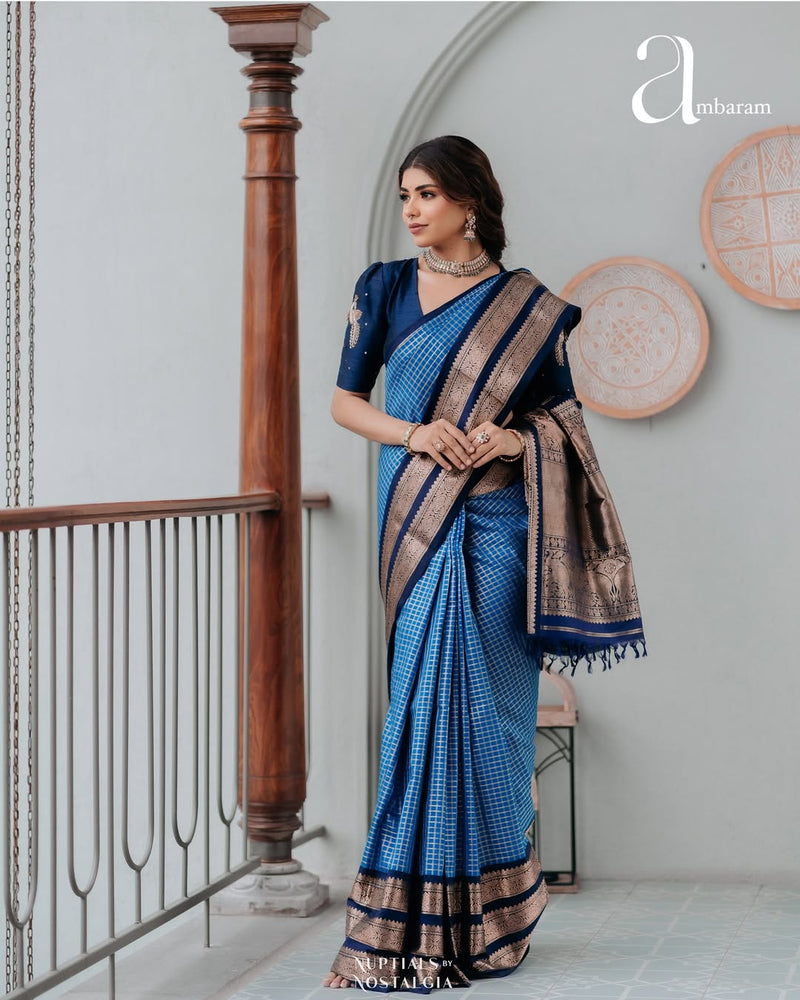 Blue Banarasi Silk Saree | Bridal & Festive Wear