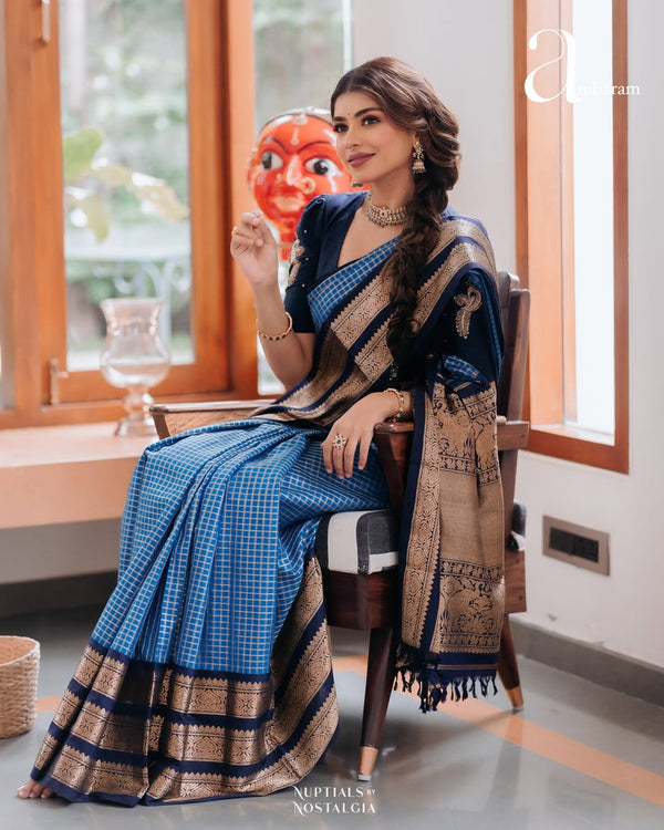 Blue Banarasi Silk Saree | Bridal & Festive Wear
