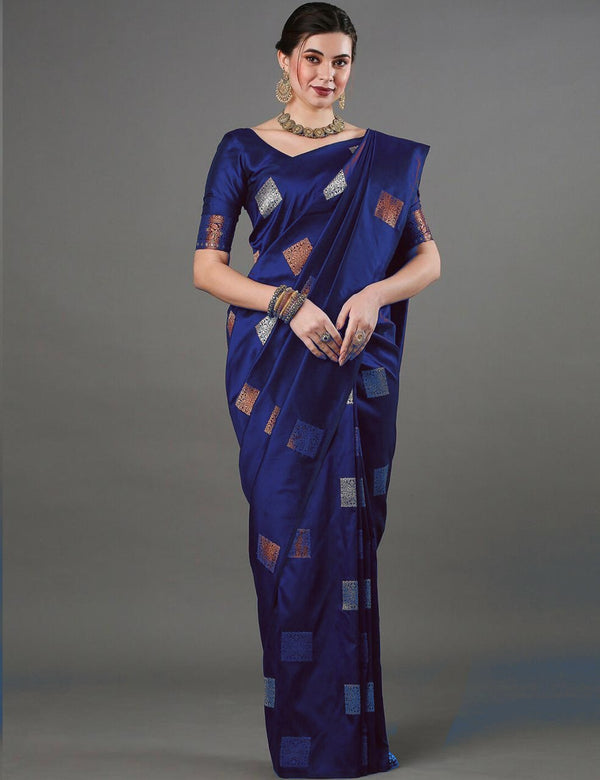 Blue Banarasi Silk Saree | Festival & Ceremony Wear