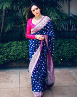 Blue Banarasi Silk Saree | Festival & Ceremony Wear