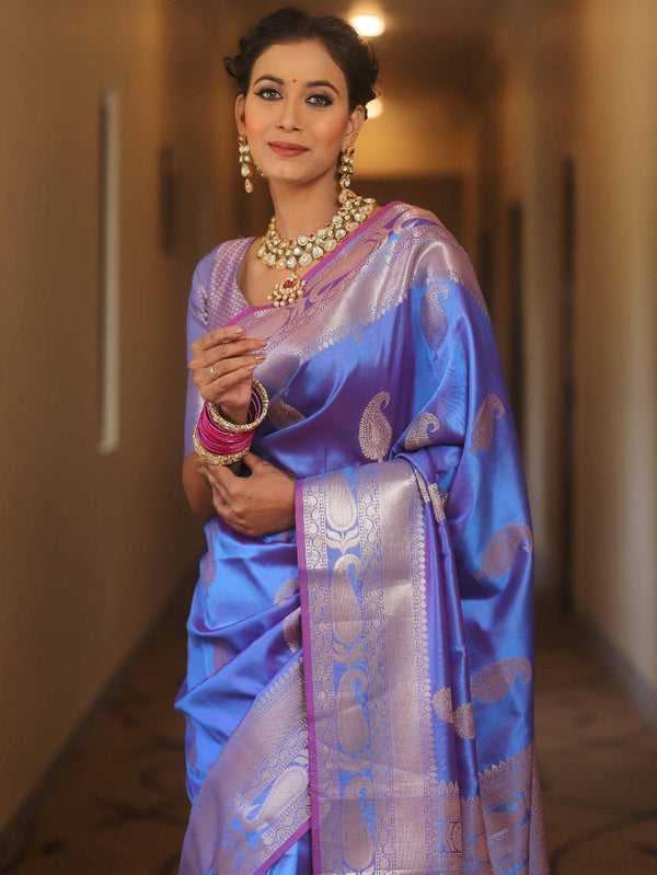 Blue Banarasi Silk Saree | Festive & Party Wear