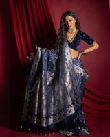 Blue Banarasi Silk Saree | Festive & Party Wear